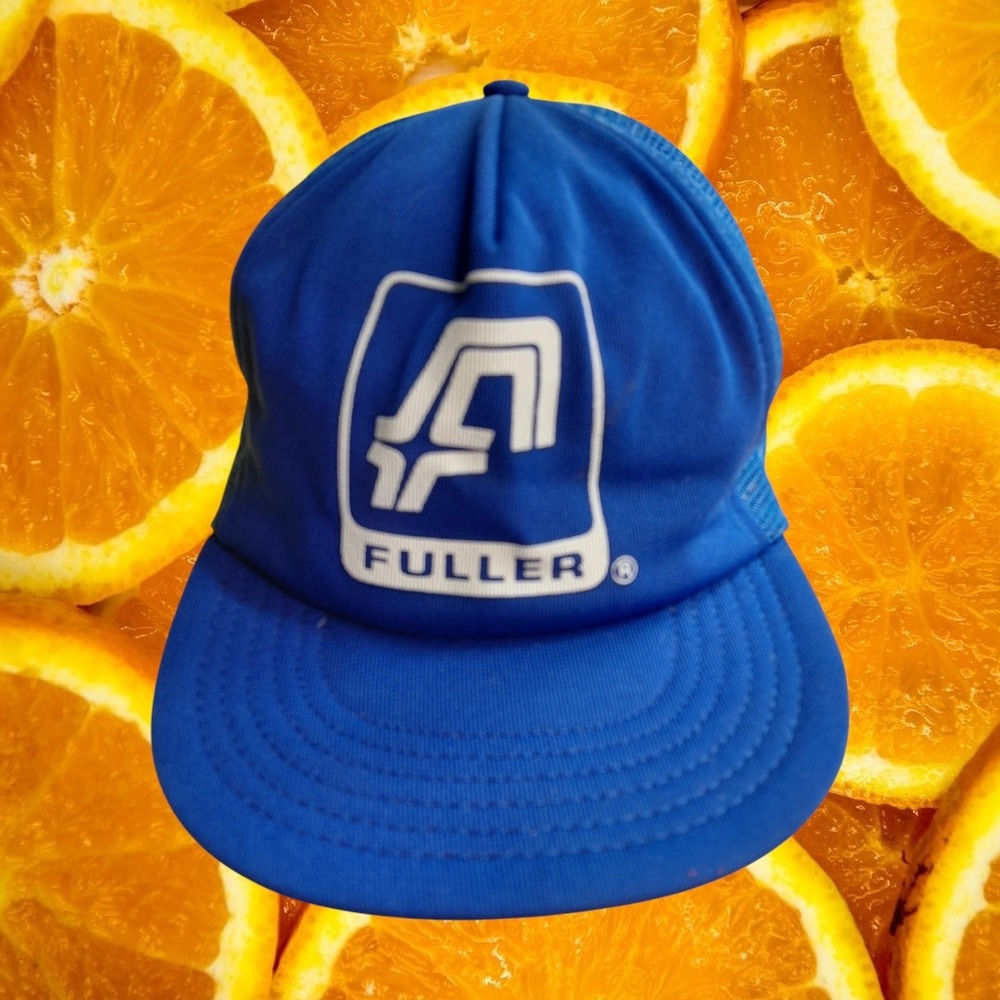 Vintage Fuller Trucker Hat Blue Mesh Snapback Adjustable Workwear Logo Cap